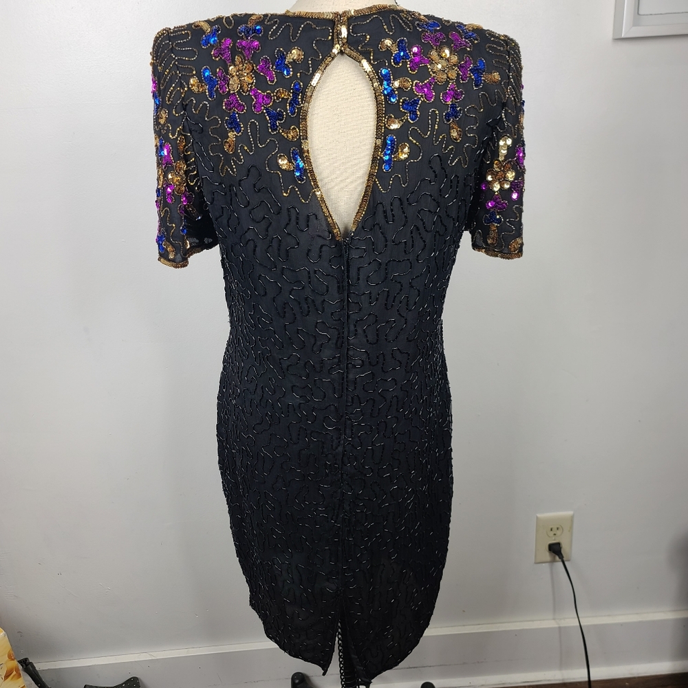 Vintage Stenay Black Midi Cocktail Dress - Picture 4 of 13